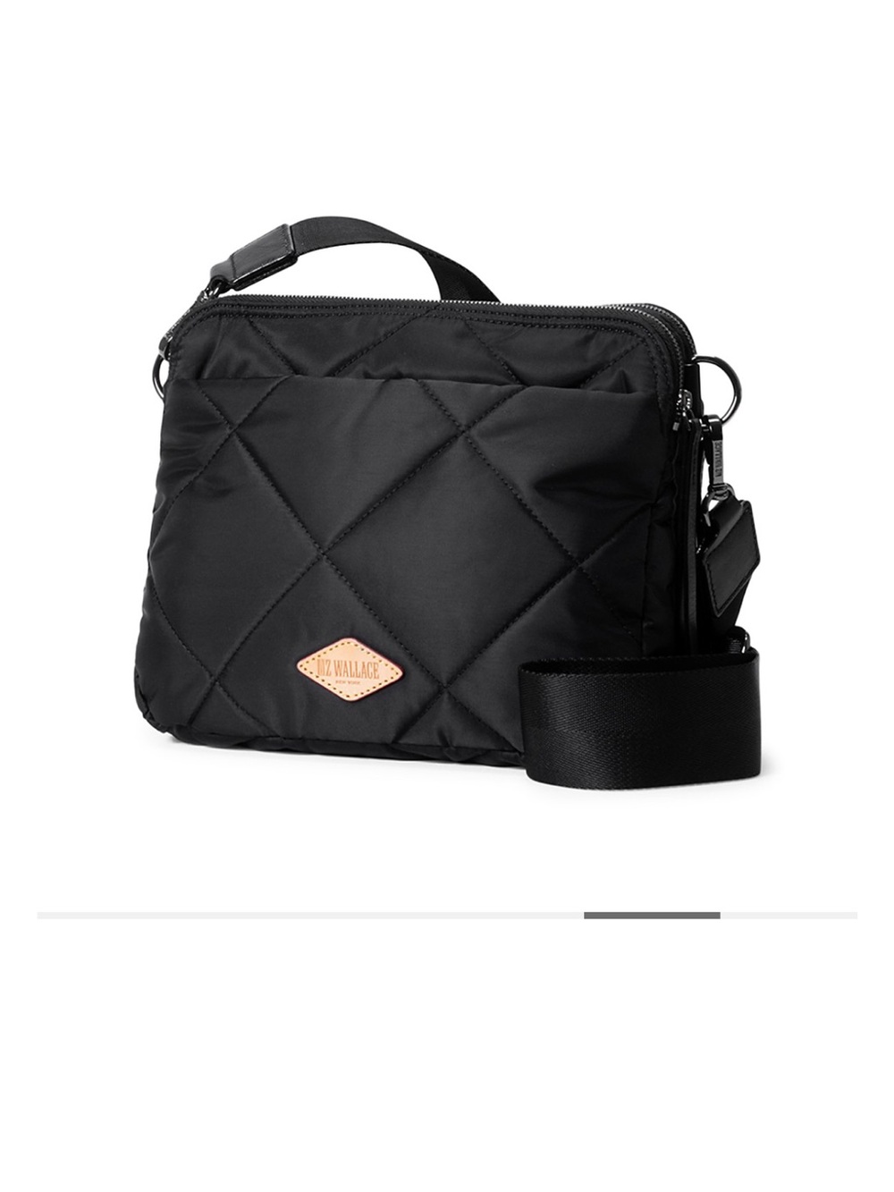 MZ Wallace Black Quilted Belt Bag with Gunmetal Chain